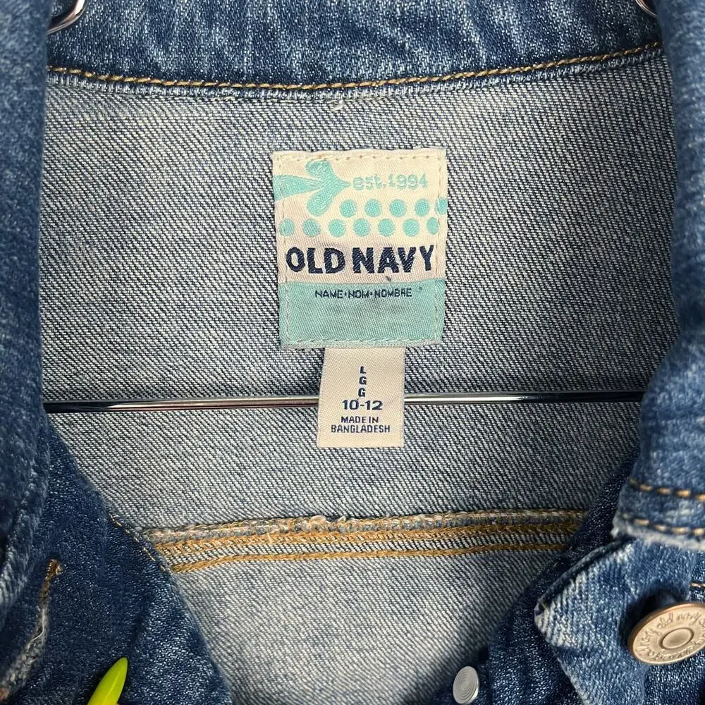 OLD NAVY Classic‎ Blue Denim Medium Wash Basic Button Up Jean Jacket Sz Large